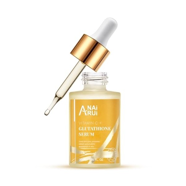 ANAiRUi Sérum glutathion pour le visage avec vitamine C à la niacinamide, hydrater, réduire les taches brunes, rétrécir les p
