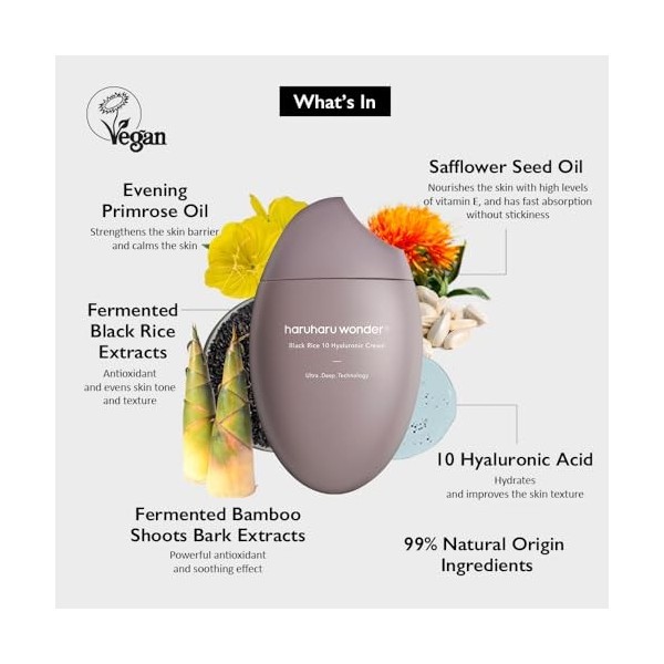 Haruharu Wonder Black Rice 10 Hyaluronic Crème 50 ml Crème Jour et Nuit