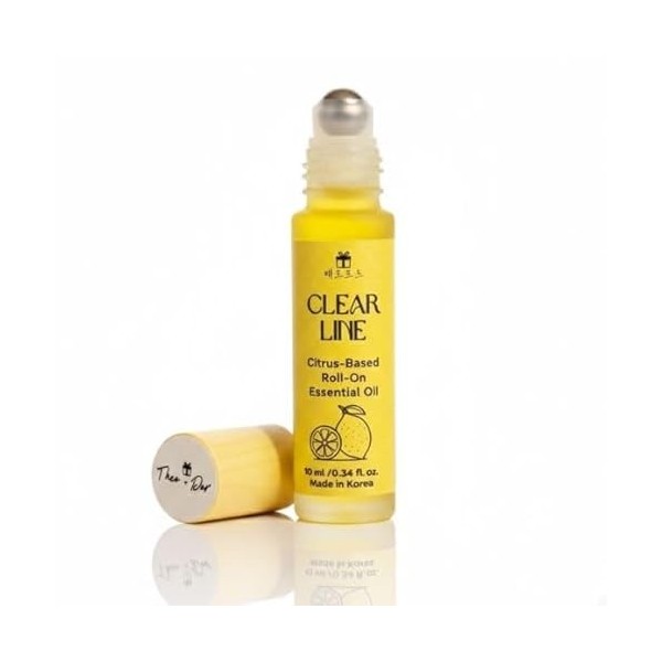 Theo+Dor Clear Line Huile-Sérum Visage en Roll-On aux Agrumes – Soin Ciblé Revitalisant – Aide à Réduire les Gonflements – Éc