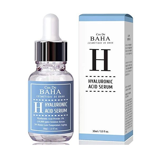 Cos De BAHA H Pure Hyaluronic Acid 1% Serum 10000ppm for Face 30ml - Korean Skin Care for Anti Aging