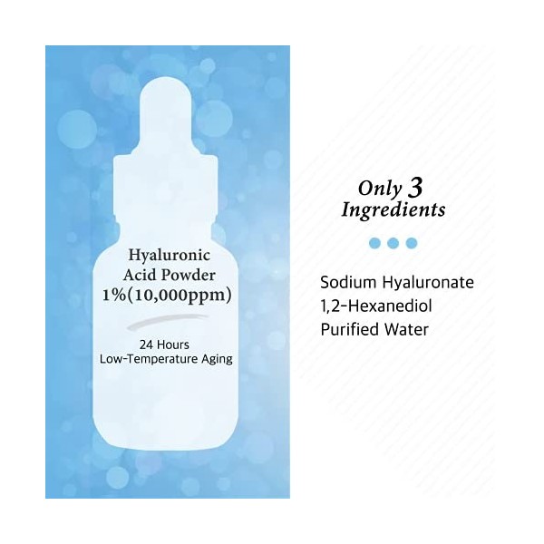 Cos De BAHA H Pure Hyaluronic Acid 1% Serum 10000ppm for Face 30ml - Korean Skin Care for Anti Aging