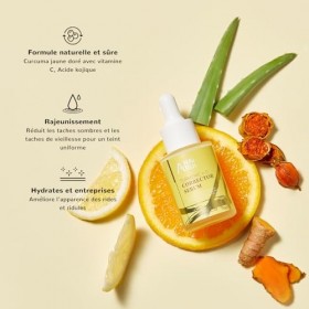 Sérum ANAiRUi à la vitamine C avec curcuma, Correcteur de taches sombres, Sérum visage à la vitamine C + curcuma, avec acide 