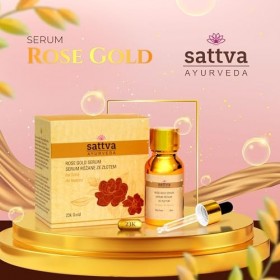 Sattva Ayurveda Rose Gold Sérum pour le visage anti-âge avec huile de rose et or 23 carats pour raffermissement, élasticité e