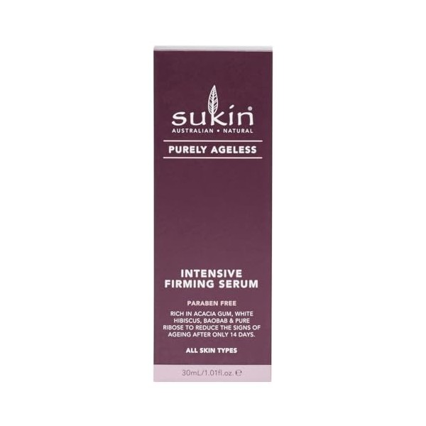 Sukin Purely Ageless Sérum raffermissant intense 30 ml raffermit et lisse la peau en douceur, avec ribose, gomme dacacia et 
