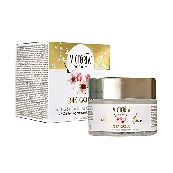Victoria Beauty - Crème à lacide hyaluronique à lor 24 carats contre les rides et les cernes, crème de jour anti-âge, crème