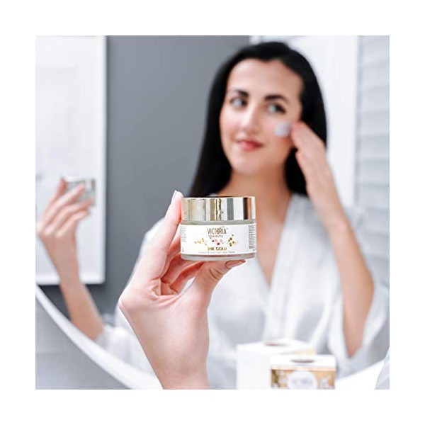 Victoria Beauty - Crème à lacide hyaluronique à lor 24 carats contre les rides et les cernes, crème de jour anti-âge, crème