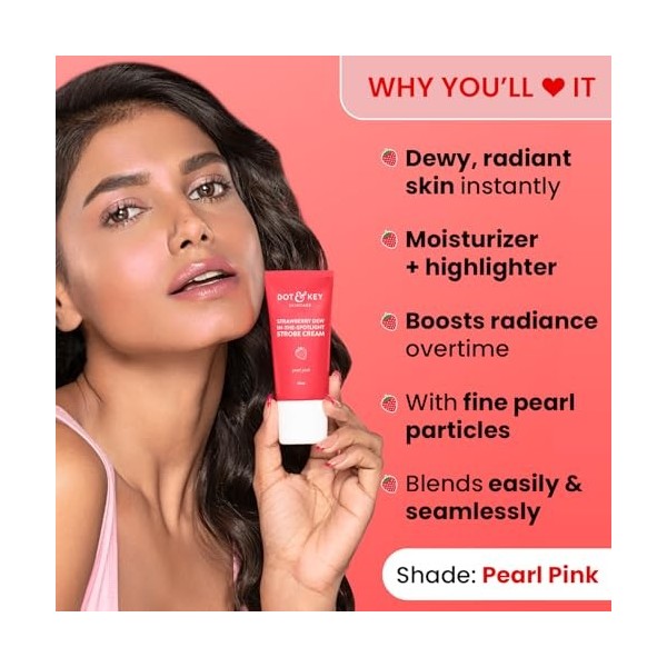 DOT & KEY Strawberry Dew Crème stroboscopique pour le visage | Hydratant et surligneur pour le visage | Pour un éclat instant