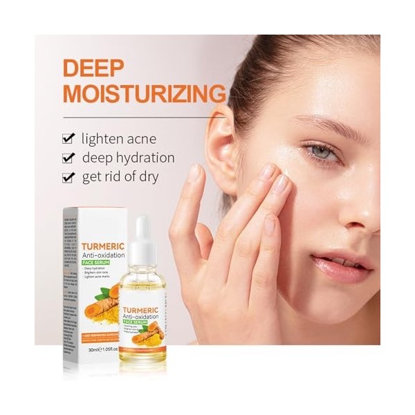 Pemarlis 3 pièces Sérum Correcteur de Taches au Curcuma,Turmeric Serum,Huile Faciale au Essentielle de Curcuma,éclaircir Les 