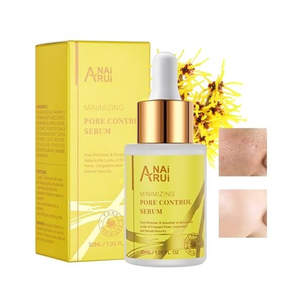 ANAiRUi Sérum raffermissant les pores avec niacinamide et Witch Hazel, sérum minimiseur des pores, contre lexcès dhuile, le
