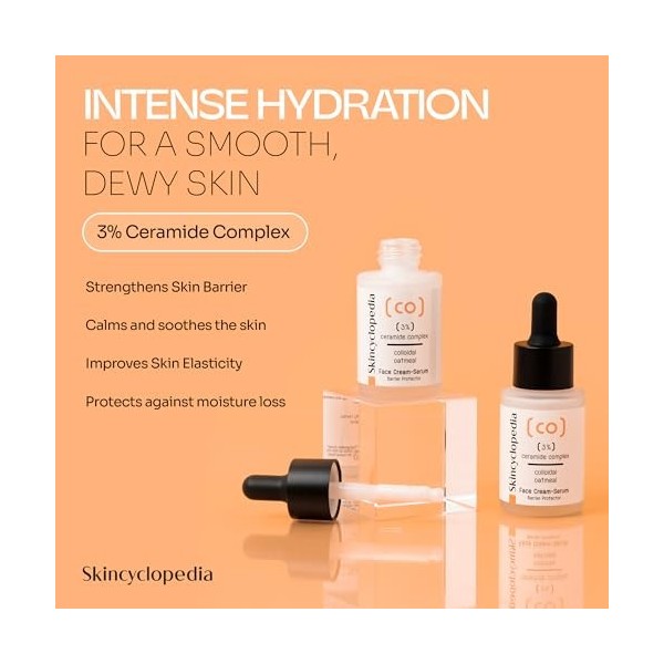 Skincyclopedia Ceramide Serum, sérum visage à lacide hyaluronique et au complexe de céramides 3%, hydrate et renforce la bar