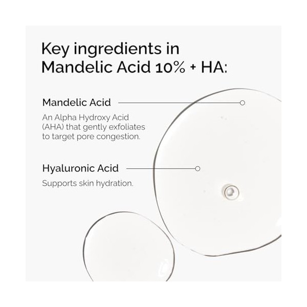 The Ordinary Acide Mandélique 10% + Acide Hyaluronique, Sérum exfoliant doux, pour purifier et hydrater la peau, 30 ml Lot d ...