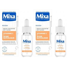 Mixa - Sérum Concentré Anti-Taches - Pour les Teints Ternes - Enrichi en Vitamine C et Acide Glycolique - 30 ml Lot de 2 Crè...