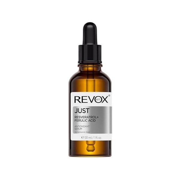 REVOX B77 - Just Resveratrol + Ferulic Acid, 30 ml, Sérum Antioxydant Visage, Protège la Peau, Réduit les Rides et Taches Bru...