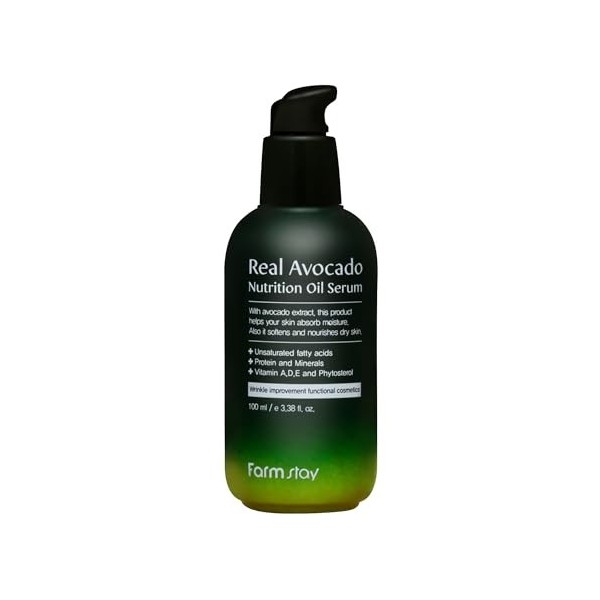 Farmstay Véritable sérum à lhuile davocat - Sérum hydratant et éclaircissant pour ridules et ridules - Extrait davocat - 1