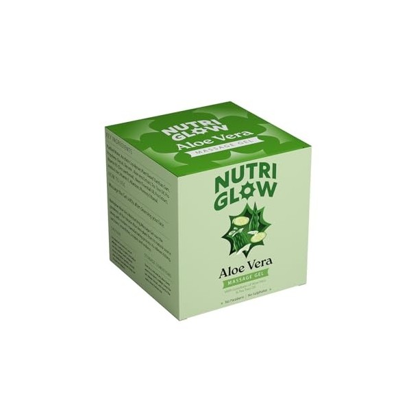 Nutriglow Aloe Vera Gel Great for Face, Hair, Acne, Sunburn, Bug Bites, Rashes, Glowing and Radiant Skin, Hydrating Gel Relie