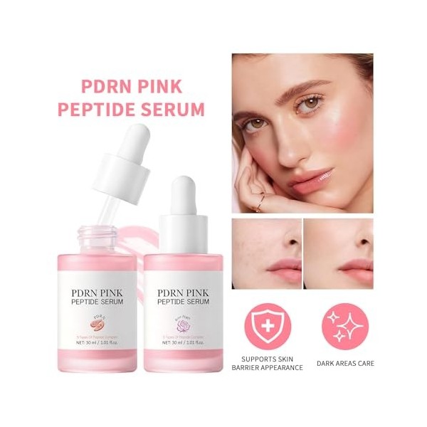 Sérum Pink Glow avec peptides dADN de saumon, sérum coréen éclaircissant la peau pour femme, traitement hydratant, améliore ...