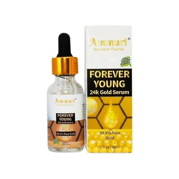 Forever Young 24K Gold Serum Anti-Ageing Anti-Wrinkle Formula Collagen Moisturizing Skin Care Face Serum - Targets Pigmentati