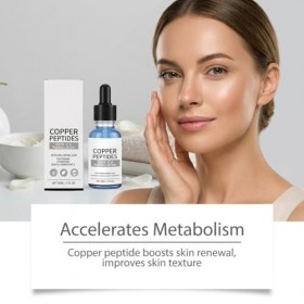 Sérum Visage aux Peptides de Cuivre, Crème Raffermissante et Anti-Âge, Stimule la Production de Collagène, Formule Hydratante...