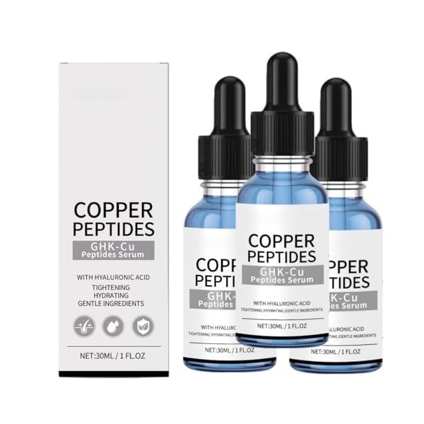 Sérum Visage aux Peptides de Cuivre, Crème Raffermissante et Anti-Âge, Stimule la Production de Collagène, Formule Hydratante...