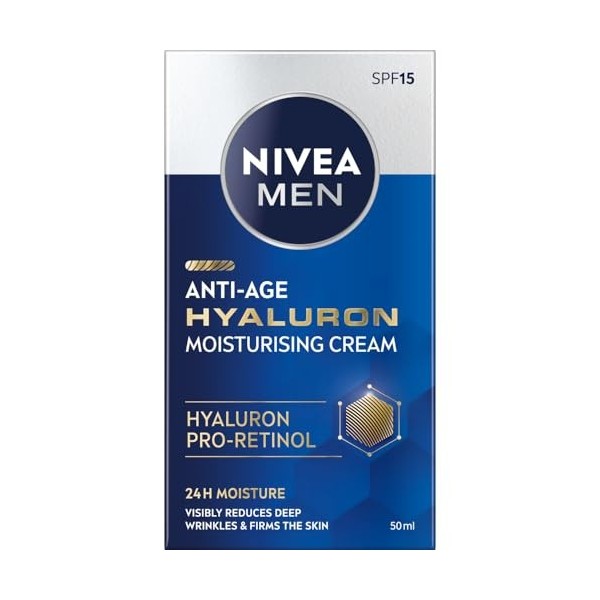NIVEA MEN Hyaluron Crème anti-rides anti-âge avec acide hyaluronique pour homme 50 ml