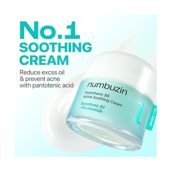numbuzin N°1 Crème | Apaisante à lacide pantothénique B5 | Hydratante légère, acide pantothénique, Niacinamide | Contrôle ex
