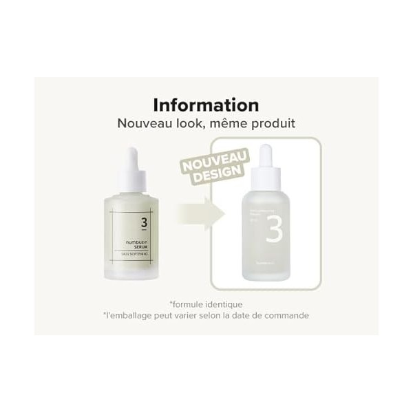 numbuzin N°3 Serum | Sérum peau douce | Pores dilatés, grain de peau irrégulier, peau sèche | Ingrédients fermentés, Bifida, 