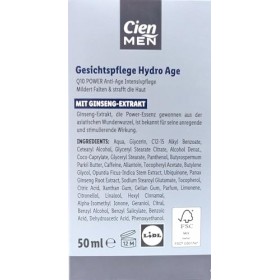 Cien Men Hydo Age Q10 Crème hydratante anti-rides avec extrait de ginseng hydratant 50 ml