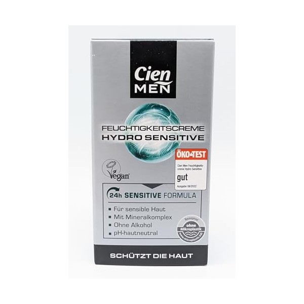 Cien Men Hydro Sensitive 24h Crème hydratante pour peaux sensibles avec complexe minéral pH neutre 50 ml