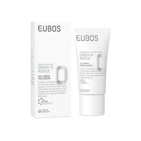 EUBOS OMEGA-12 RESCUE | 12% Omega Gesichtscreme | Für empfindliche und trockene Gesichtshaut | Lindert und beruhigt gereizte 