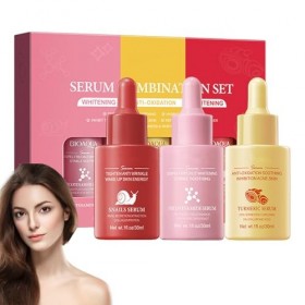 Turmeric Sérum + Sérum à la niacinamide + Sérum à la bave descargot Sérum pour le visage Skin Care Kit de sérum réparateur d