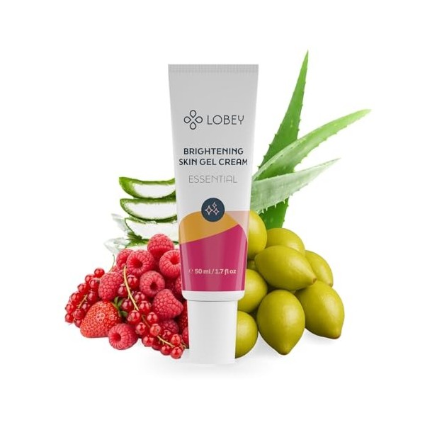 Lobey Glow Crème pour le visage avec vitamine C – Soin éclaircissant hydratant pour peaux mates – À laloe vera, à la prune d ...