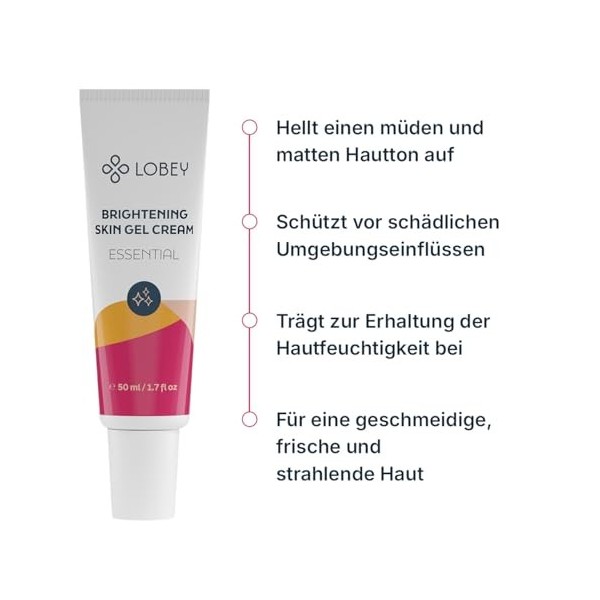 Lobey Glow Crème pour le visage avec vitamine C – Soin éclaircissant hydratant pour peaux mates – À laloe vera, à la prune d ...