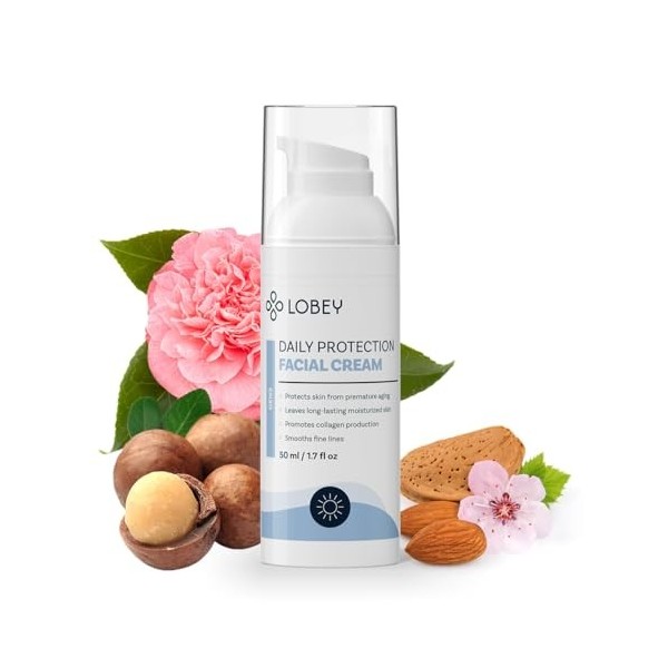 Lobey Glow Crème pour le visage avec vitamine C – Soin éclaircissant hydratant pour peaux mates – À laloe vera, à la prune d ...
