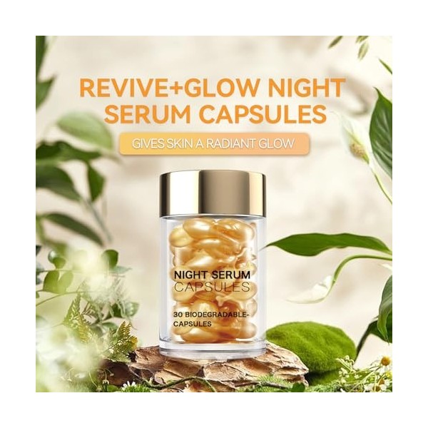 60PCS Sérum pour le Visage à la Vitamine C, Capsule pour le Visage, Sérum Hydratant, Réparateur, Barrière Cutanée, Réduit les