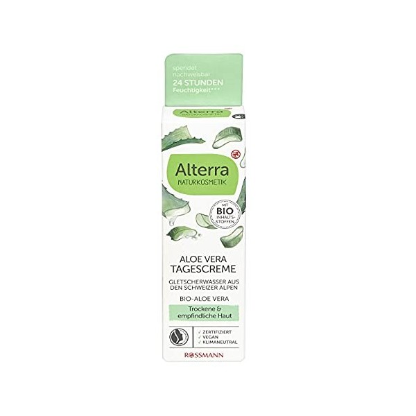 Alterra Crème de jour à laloe vera bio pour peaux sèches et sensibles 50 ml