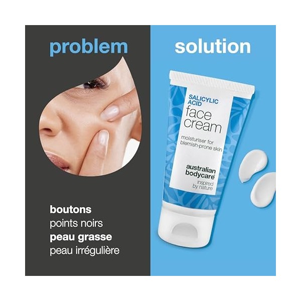 Crème Hydratante Visage à l’Acide Salicylique – Soin Anti-Imperfection pour Peau Grasse, Boutons & Points Noirs – Moisturizer