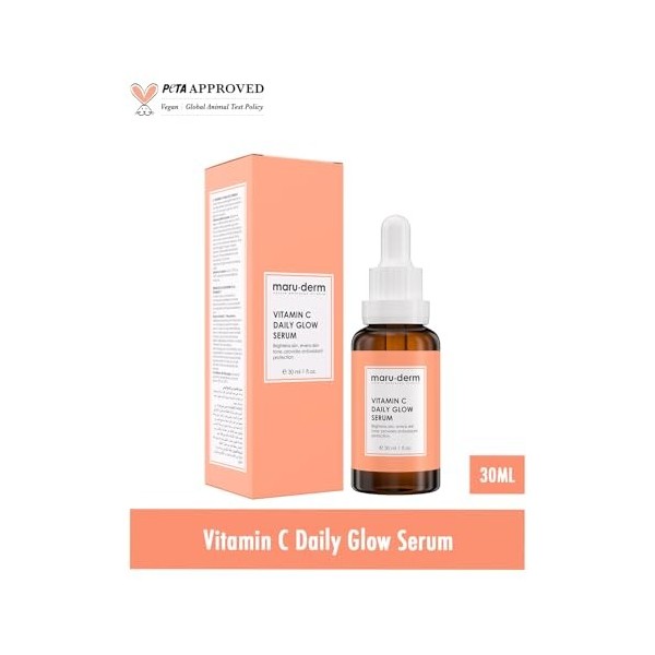 Maruderm Sérum à la Vitamine C pour Éclaircir, Raffermir, Hydrater | Sérum Anti-Âge, Peau Éclatante, Correction des Taches So