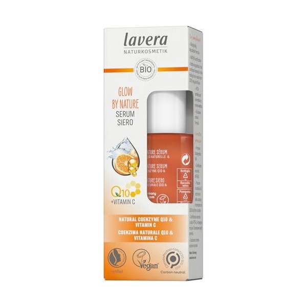 lavera GLOW BY NATURE Sérum - Cosmétique naturel - Végétalien - Q10 & Vitamine C - Hydratant - Anti-rides - Revitalisant - Pe