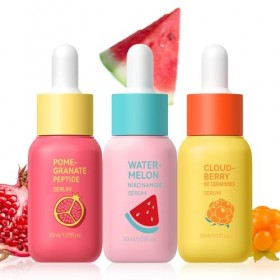 QUIYUM Essence de soin du visage 3 x 30 ml, soin hydratant doux, pour un teint lumineux et uniforme, adapté aux femmes et aux...