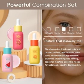 QUIYUM Essence de soin du visage 3 x 30 ml, soin hydratant doux, pour un teint lumineux et uniforme, adapté aux femmes et aux...