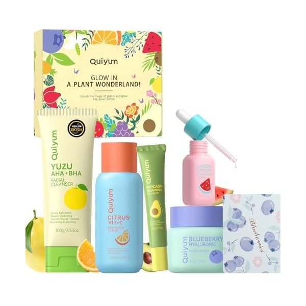 QUIYUM Essence de soin du visage 3 x 30 ml, soin hydratant doux, pour un teint lumineux et uniforme, adapté aux femmes et aux...