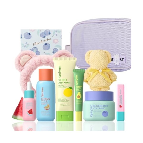 QUIYUM Essence de soin du visage 3 x 30 ml, soin hydratant doux, pour un teint lumineux et uniforme, adapté aux femmes et aux...