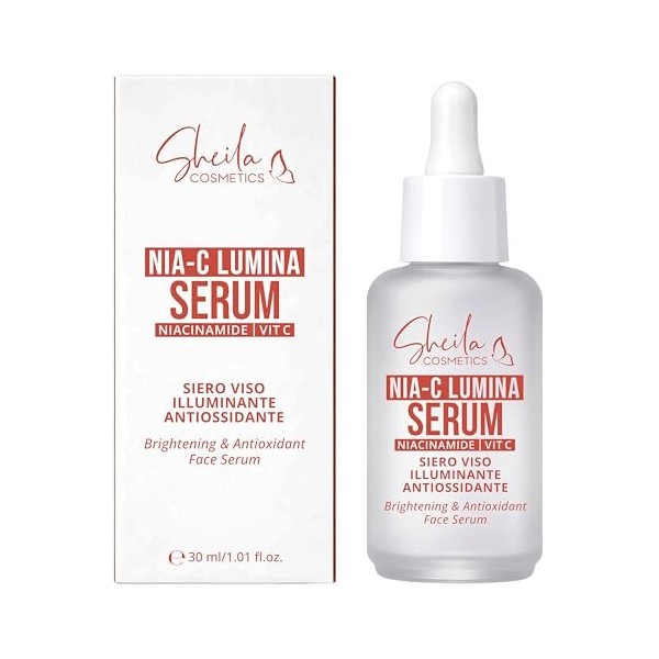 Sheila Cosmetics Nia-C Lumina Sérum pour le visage éclaircissant et antioxydant avec 5 % de niacinamide et vitamine C stabili