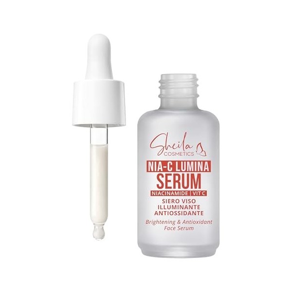 Sheila Cosmetics Nia-C Lumina Sérum pour le visage éclaircissant et antioxydant avec 5 % de niacinamide et vitamine C stabili