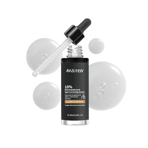 RAZUYEN Niacinamide 10% Sérum Tous Types de Peaux 30ml Crème Jour et Nuit