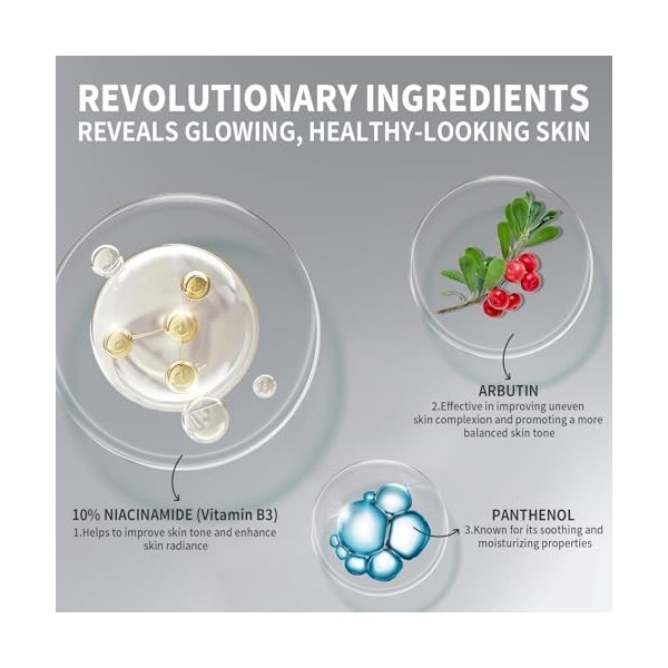 RAZUYEN Niacinamide 10% Sérum Tous Types de Peaux 30ml Crème Jour et Nuit