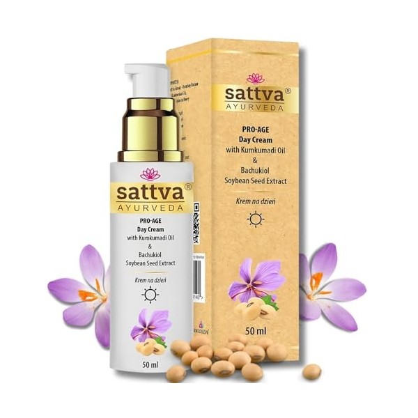 Sattva Crème pour le visage pour homme et femme - Crème anti-rides - Crème de jour pro-âge à lhuile de kumkumadi - Crème hyd