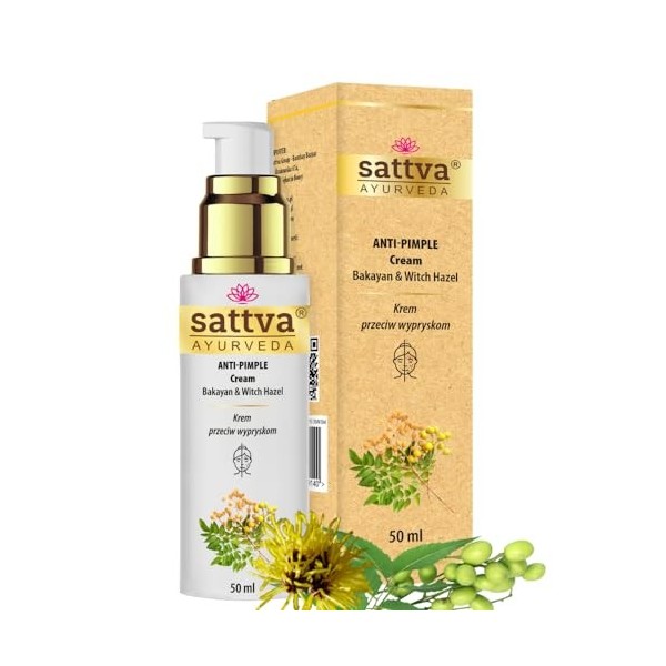 Sattva Crème anti-boutons contre les impuretés du visage – Crème anti-imple de Sattva avec bakayan et hamamélis – Crème natur