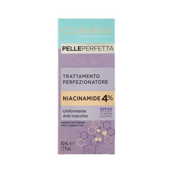 CLINIANS | Perfect Skin Perfecting Cream Treatment, Niacinamide 4%, Dermatologiquement testé, Made in Italy, 50 ml