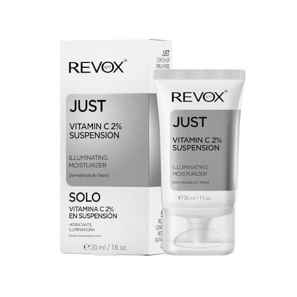 REVOX B77 - Suspension Just Vitamine C 2%, 30 ml, Hydratant Éclaircissant Visage Et Cou, Réduit Les Taches Brunes, Améliore L